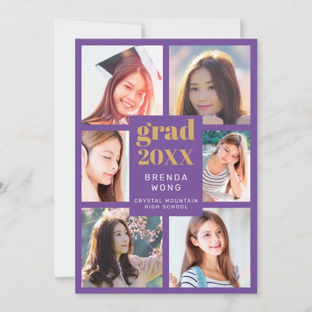 Anuncio Graduación Collage de fotos Oro Guión Blanco Morad (Anverso)