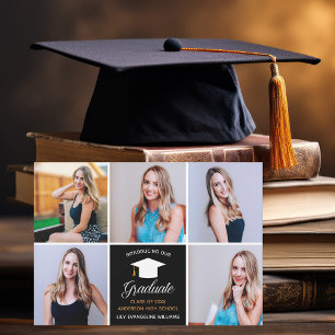 Anuncio Graduación con Collage de 5 Fotos para Graduado Mo