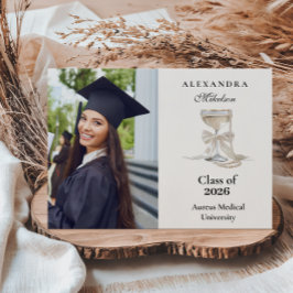 Anuncio Graduación con lazo de perla y champán