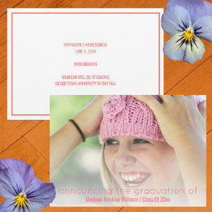 Anuncio Graduación Coral rosa simple simple foto superpues