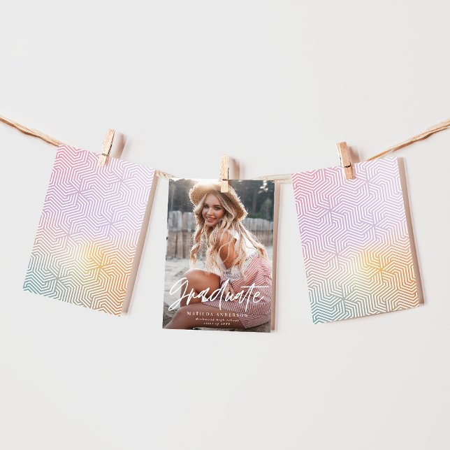 Anuncio Graduación de arco iris rosa pastel con foto geomé (Subido por el creador)