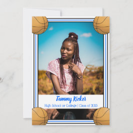 Anuncio Graduación de baloncesto azul y negro