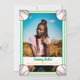 Anuncio Graduación de Béisbol Verde y Oro