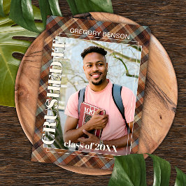 Anuncio Graduación de Blue Brown Tartan Plaid