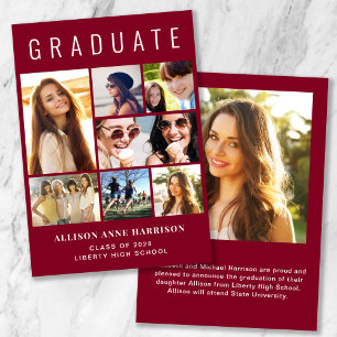 Anuncio Graduación de Borgoña en Collage de fotos moderno