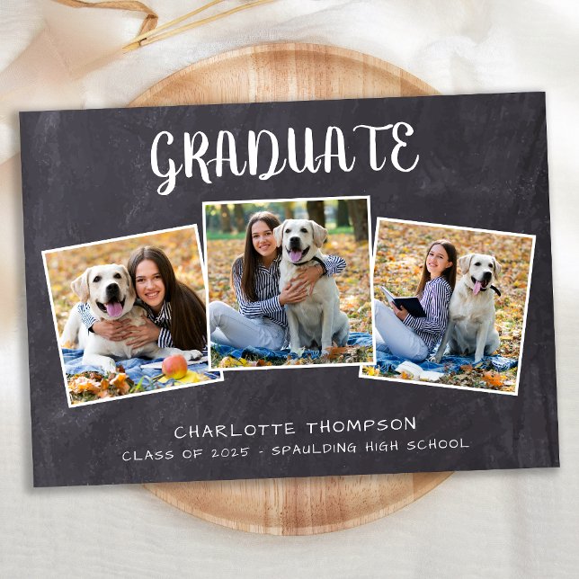 Anuncio Graduación de Chalkboard de Collage de fotos Rústi (Subido por el creador)