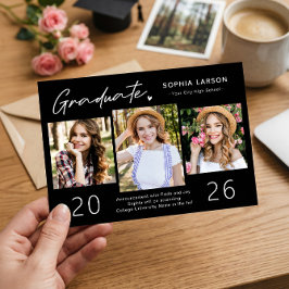 Anuncio Graduación de Colaje de 3 Fotos en Blanco y Negro 