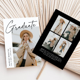 Anuncio Graduación de Collage de 5 Fotos con Letra Negra S