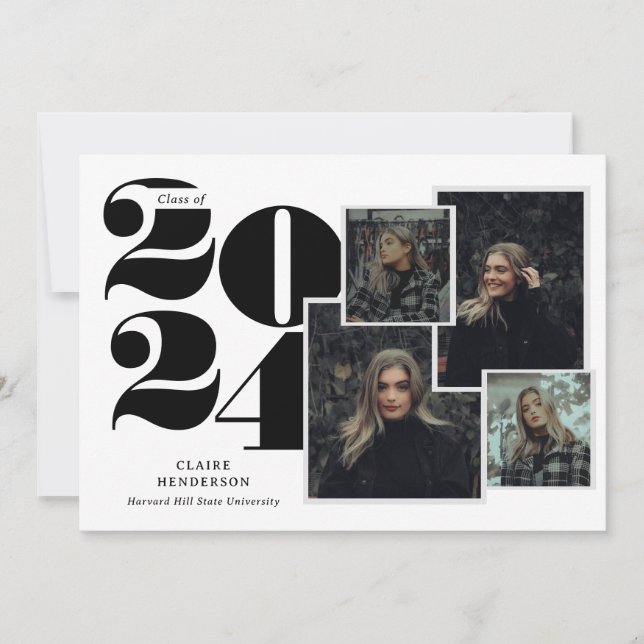 Anuncio Graduación de Collage de fotos de escritura de tip (Anverso)