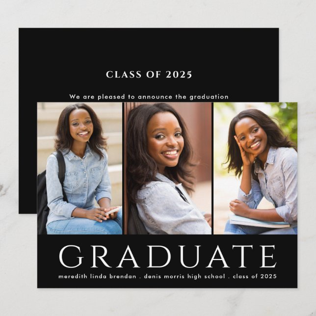 Anuncio Graduación de Collage de fotos de grado moderno (Anverso / Reverso)