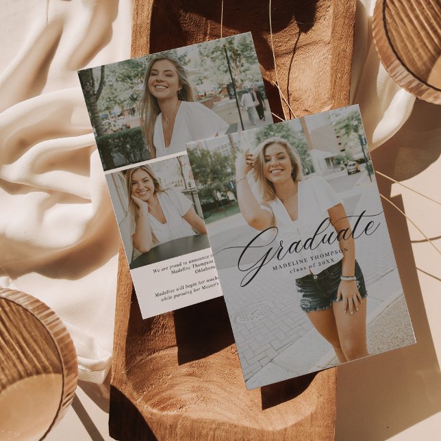 Anuncio Graduación de Collage de fotos de guión elegante y (Subido por el creador)