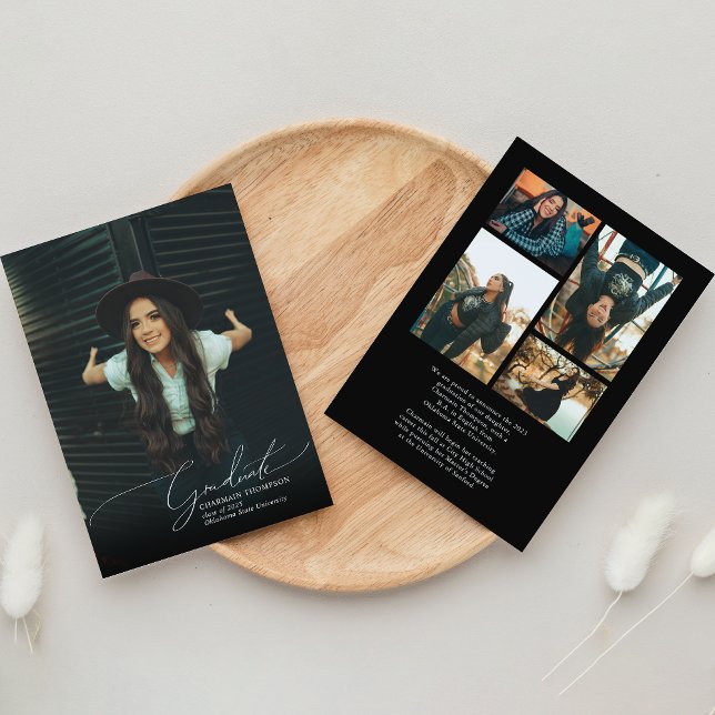 Anuncio Graduación de Collage de fotos negro con guión rom (Subido por el creador)