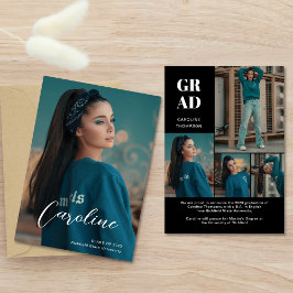 Anuncio Graduación de Collage de fotos negro elegante