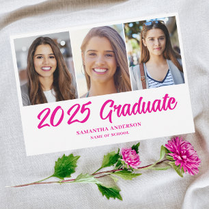 Anuncio Graduación de Collage de fotos rosa moderno 2025
