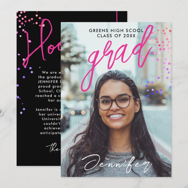 Anuncio Graduación de Confetti en la escuela secundaria mo (Anverso / Reverso)