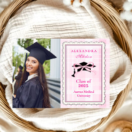 Anuncio Graduación de Coquette Cute Photo Pink Bow