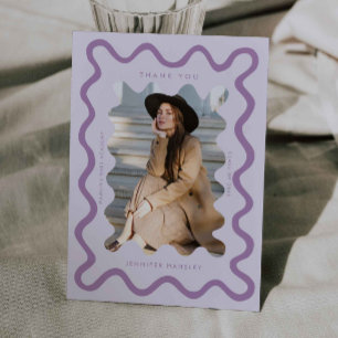 Anuncio Graduación de cuadro violeta y ondulada gracias