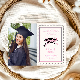 Anuncio Graduación de Cute Photo Pink Coquette Bow