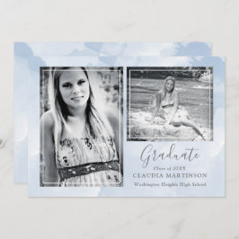 Anuncio Graduación de dos fotos en azul moderno