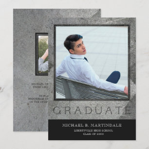 Anuncio Graduación de dos fotos en piedra grabada formal