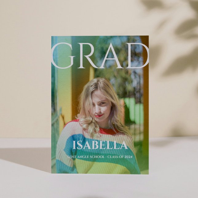 Anuncio Graduación de escritura moderna Graduación de foto (Modern Script Graduate Simple Photo Graduation Announcement)