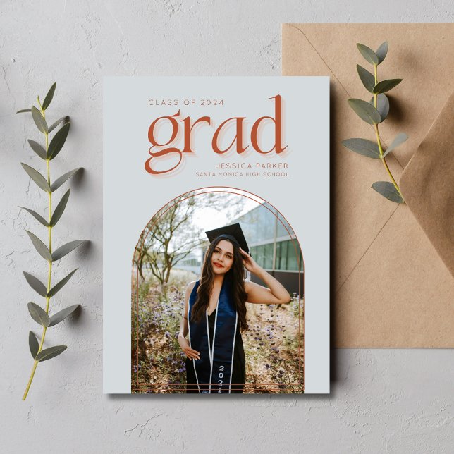 Anuncio Graduación de Escuela Secundaria de Foto Arco Simp (Simple Arch Photo High School Graduation Announcement)