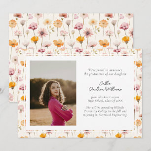 Anuncio Graduación de Flores Silvestres Boho Floral Waterc