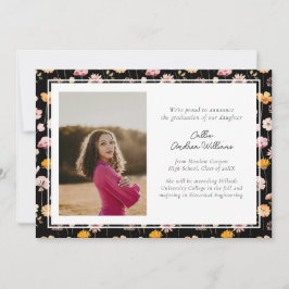 Anuncio Graduación de Flores Silvestres Florales Negras