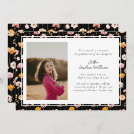 Anuncio Graduación de Flores Silvestres Florales Negras