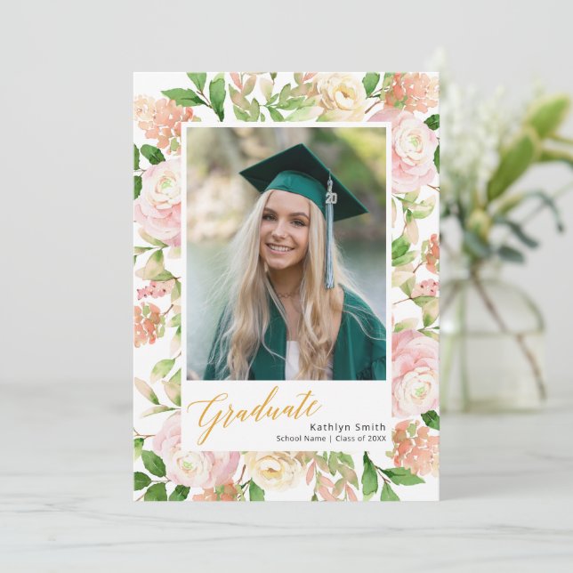 Anuncio Graduación de foto Chica de guión de vegetación fl (Anverso de pie)