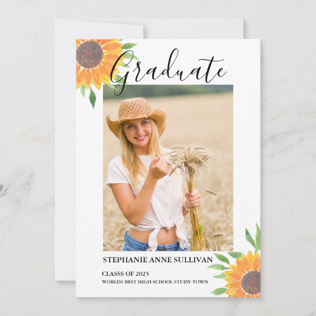 Anuncio Graduación de foto de girasol (Anverso)
