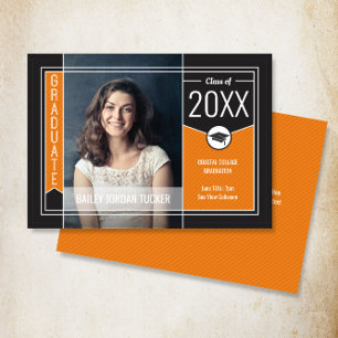 Anuncio Graduación de foto de grado en franjas Naranjas mo
