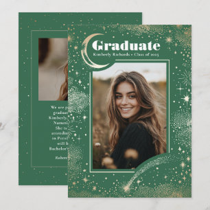 Anuncio Graduación de foto de graduado de grado verde Cele