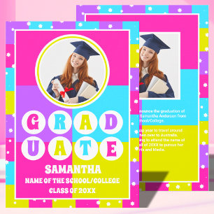 Anuncio Graduación de foto de graduado de Neon Retro
