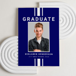 Anuncio Graduación de foto de niño azul de la Marina moder