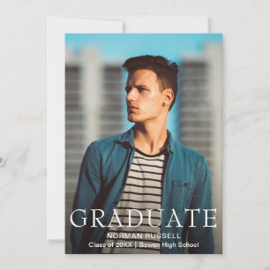 Anuncio Graduación de foto de niño azul de la marina moder