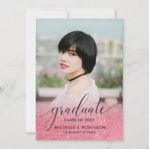 Graduación de Foto Femenina con Brillo Rosa Modern