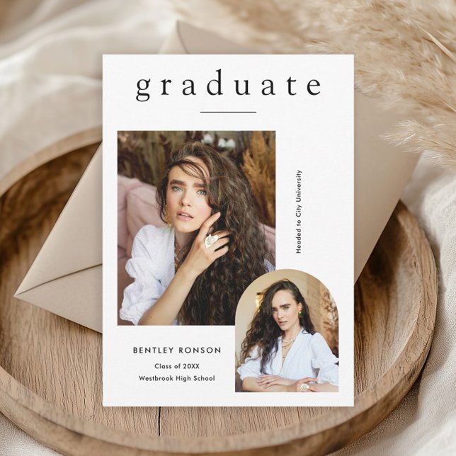 Anuncio Graduación de Foto Moderna Simple 2 (Modern Simple Type 2 Photo Graduation Announcement.)