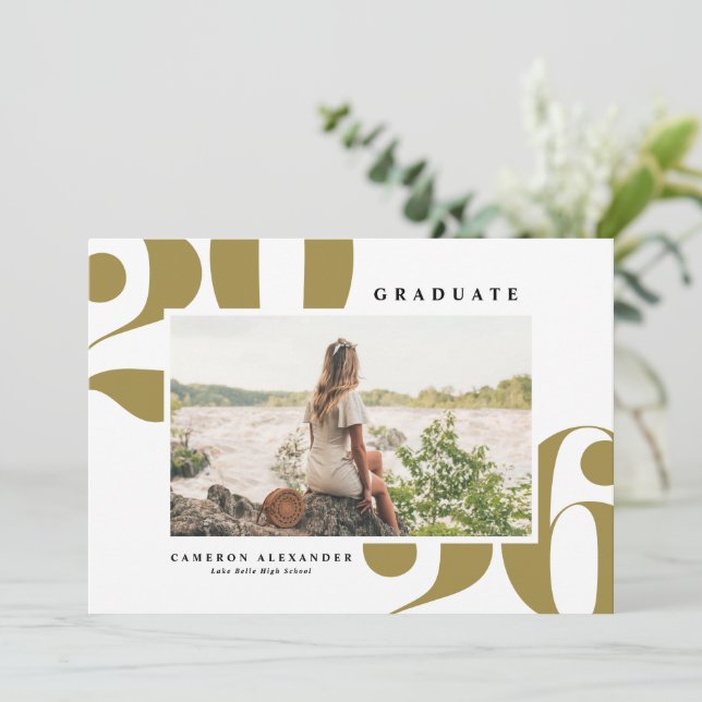 Anuncio Graduación de Foto Tipografía Negrita Gold 2025 (Anverso de pie)