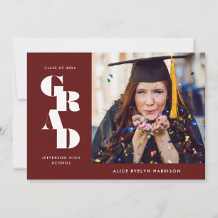 Anuncio Graduación de foto única de Garnet Bold Serif