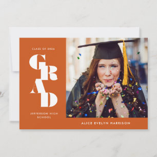 Anuncio Graduación de foto única de Rust Bold Serif