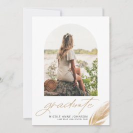 Anuncio Graduación de fotografía blanca del Boho Gold Purp
