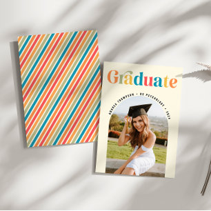 Anuncio Graduación de fotografía de arco colorido de grado