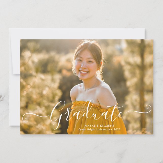 Anuncio Graduación de fotografía de escritura blanca moder (Anverso)