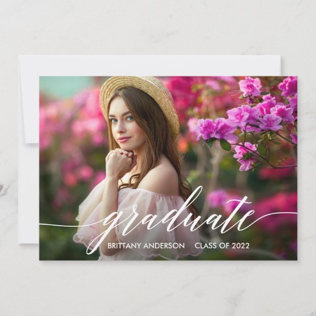 Anuncio Graduación de fotografía de escritura caligráfica  (Anverso)