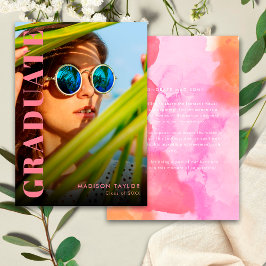 Anuncio Graduación de fotografía de grado rosa y Naranja m