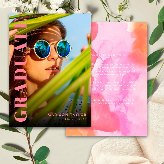 Anuncio Graduación de fotografía de grado rosa y Naranja m (Subido por el creador)