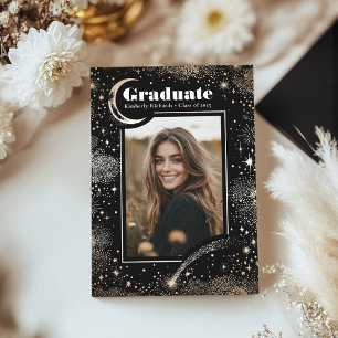 Anuncio Graduación de fotografía de graduado negro celesti