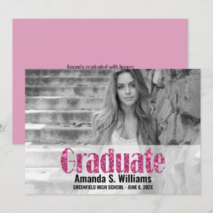 Anuncio Graduación de fotografía de Purpurina rosado de gr
