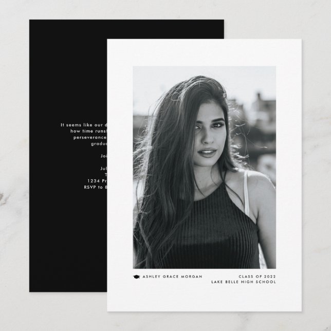 Anuncio Graduación de fotografía Minimalista moderna y neg (Anverso / Reverso)
